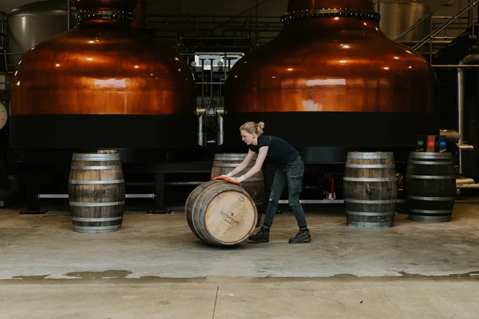 Alice Pearson rolling a barrel